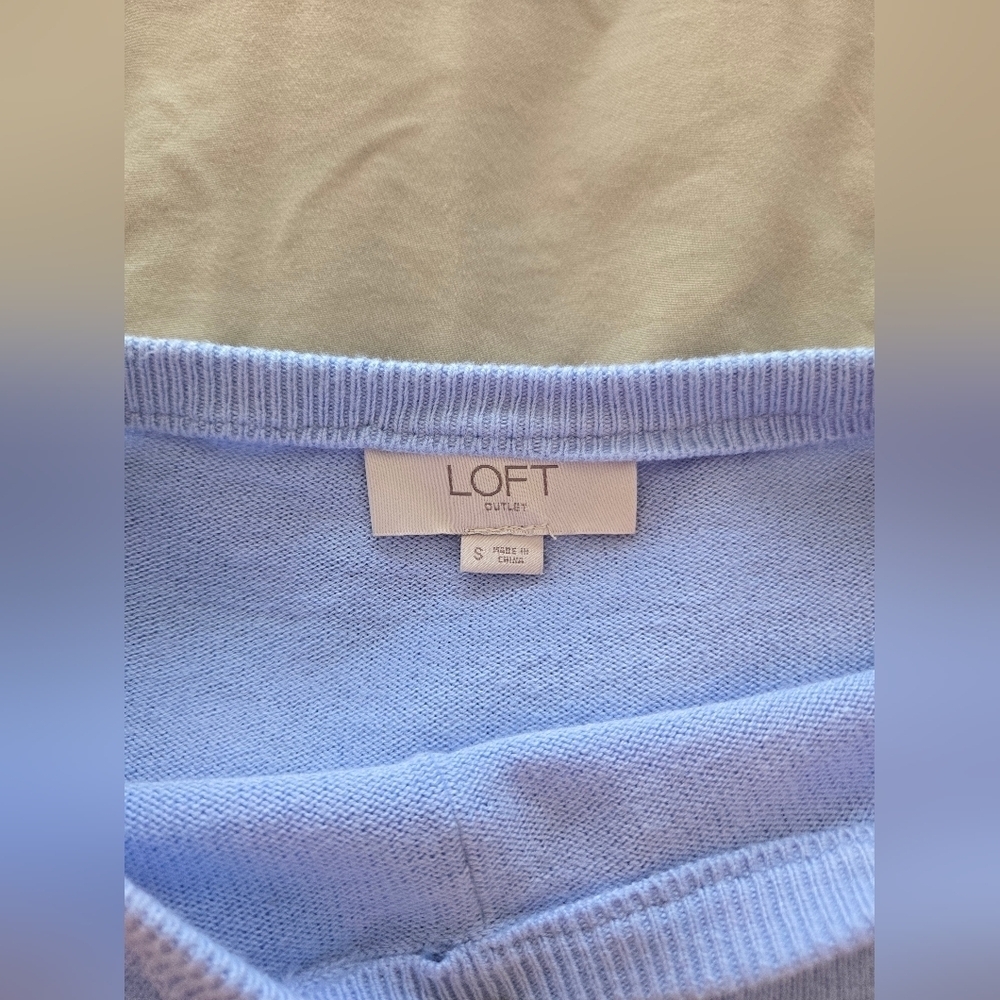 LOFT Light Blue Pullover Sweater - Picture 4 of 7